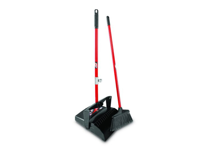 Lobby Broom & Dust Pan with Open Lid, 2 Complete Sets