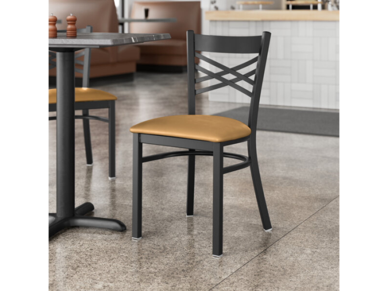 Seating Black Finish Cross Back Chair with Padded Seat II 44 - WS