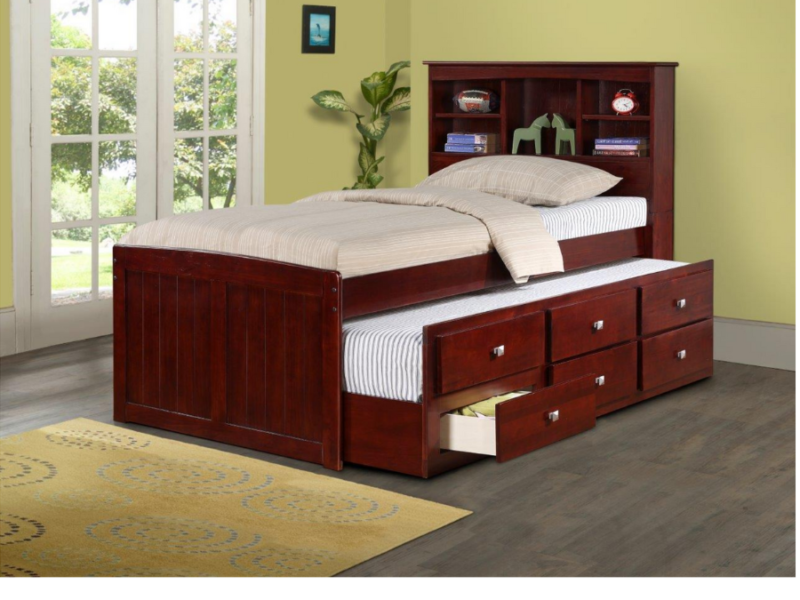 Solid Wood Bookcase Captains Trundle Bed