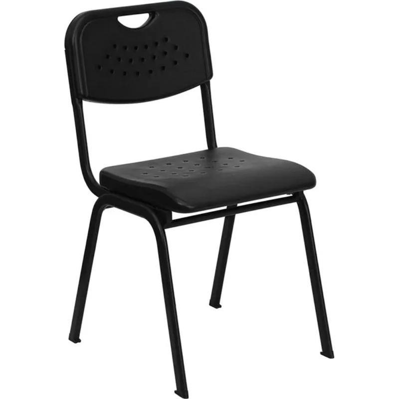 880 lb. Capacity Black Plastic Stack Chair with Open Back and Black Frame 57-RFP