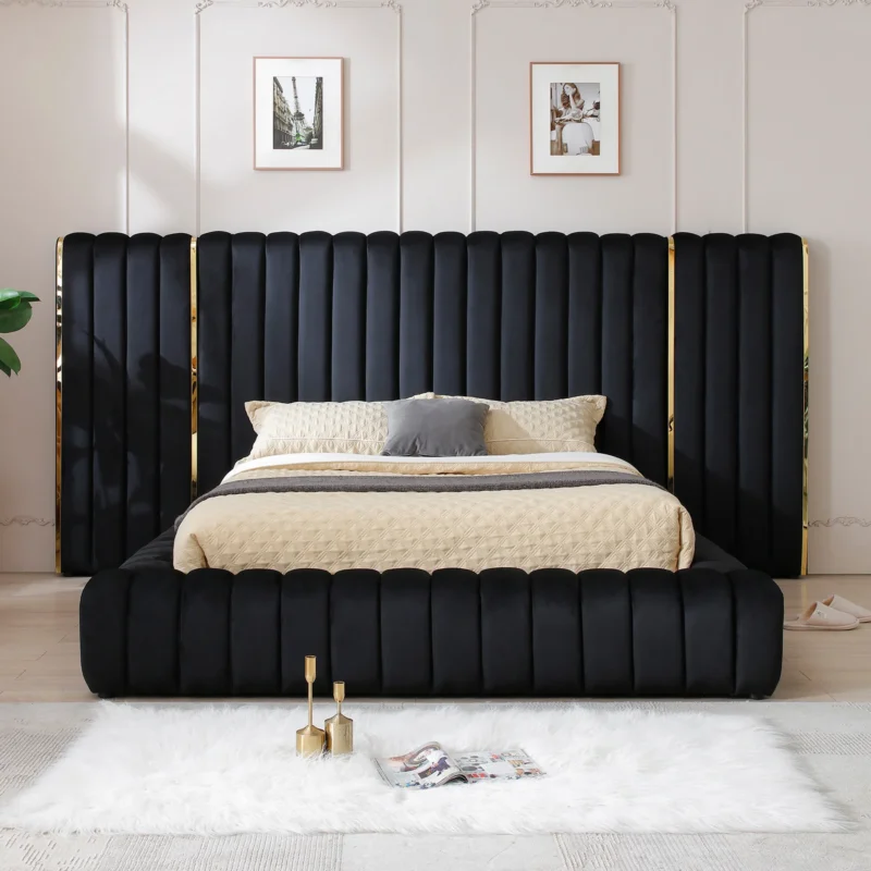 Velvet Upholstered Platform Bed - WP