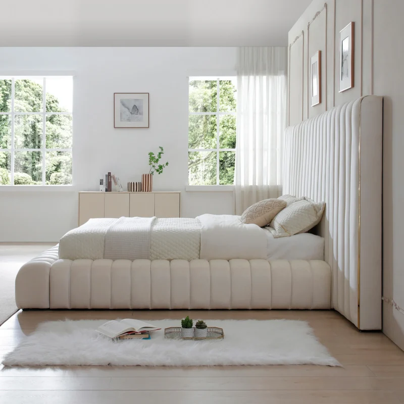 Velvet Upholstered Platform Bed - WP - Image 2